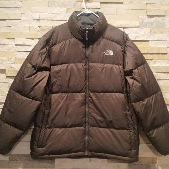 North Face Women XXL 2X Brown Nuptse Puffer Jacket Winter Goose Down Puff Coat